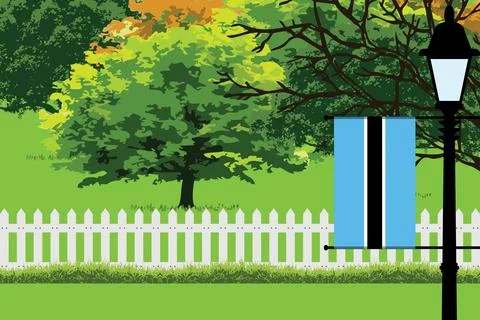 Botswana Day Trees Lamp Vector Illustration Stock Illustration