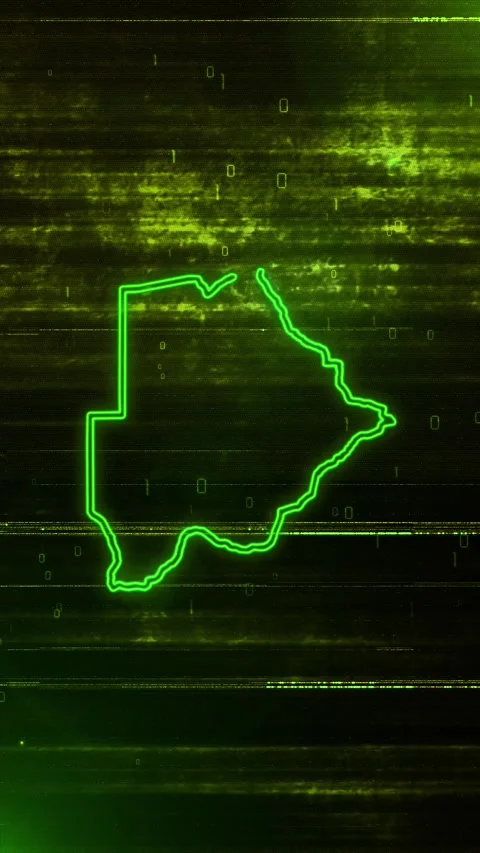 Botswana Digital Futuristic Glitch Map Stock Footage 334592310