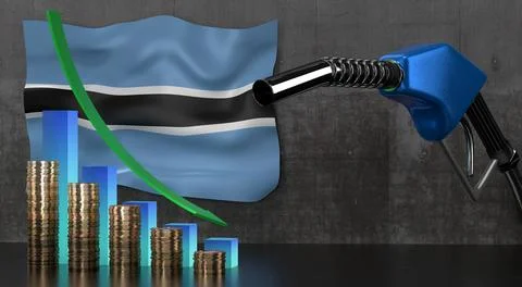 Botswana - dropping fuel prices concept - 3D illustration Stockillustratie