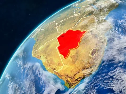 Botswana on Earth with borders Stock Illustration