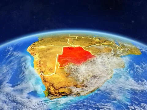 Botswana on Earth from space Stock Illustration