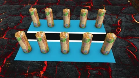 Botswana Flag - 50 Pula Currency Concept - 2 Stock Footage 269900894