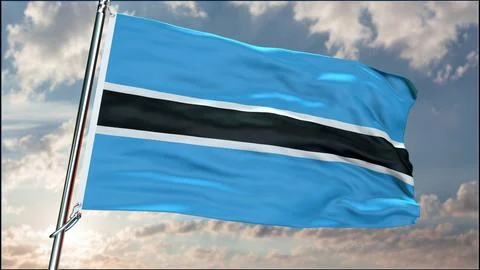 Botswana flag background realistic waving in the wind 8K Stock Illustration