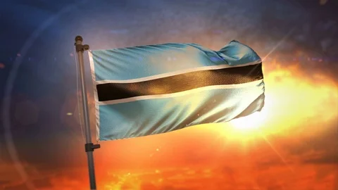 Botswana Flag Backlit At Beautiful Sunrise Loop Slow Motion 4K Stock Footage 76257738
