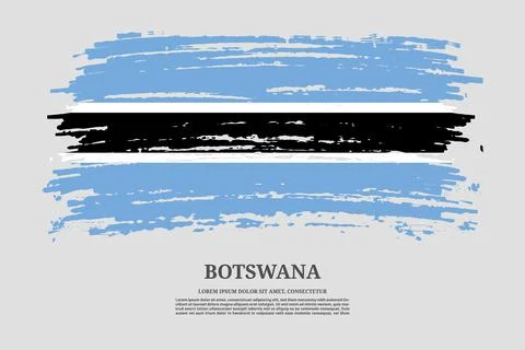 Botswana flag with brush stroke effect and information text poster, vector Stock Illustration