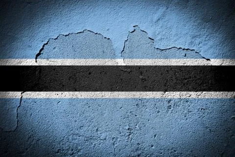 Botswana flag on cracked wall Stock Photos