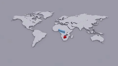 Botswana Flag on Extruded World Map Stock Footage 346314604