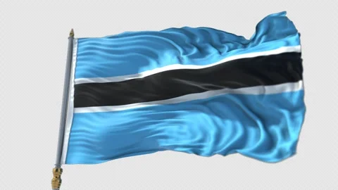 Botswana Flag on a flagpole Waving on Transparent Alpha Background Stock Footage 292106819