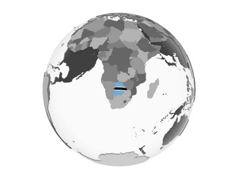 Botswana with flag on globe isolated Stock Illustration