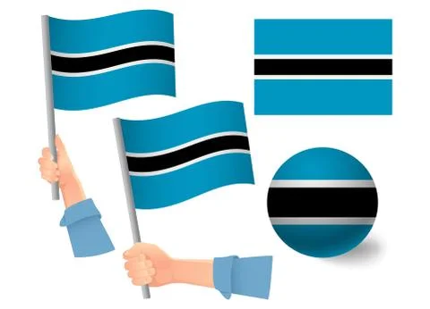 Botswana flag in hand icon Illustrazione stock