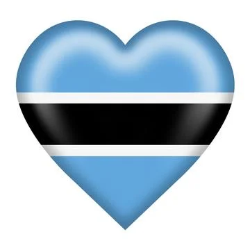 Botswana flag heart button isolated on white with clipping path 3d illustration Illustrazione stock