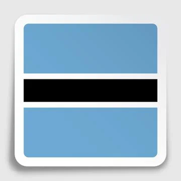 Botswana flag icon on paper square sticker with shadow. Button for mobile app Stock-Illustration