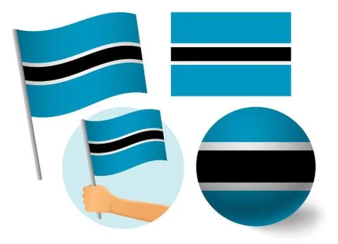 Botswana flag icon set Stock Illustration