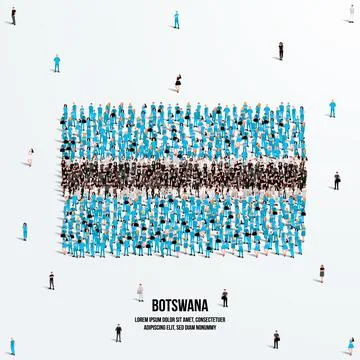 Botswana Flag. A large group of people form the shape of the Botswana flag. Stock Illustration