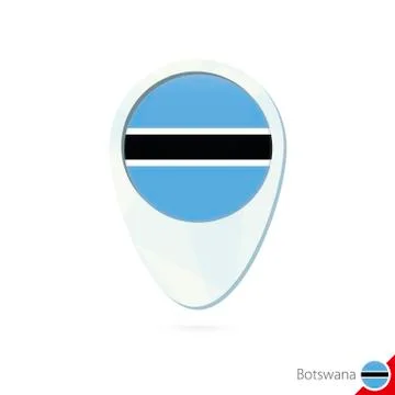 Botswana flag location map pin icon on white background. Stock Illustration