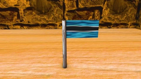 Botswana Flag Post - Dolly Shot Stock Footage 270781996