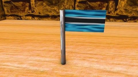 Botswana Flag Post - Orbiting Shot Stock Footage 270780602