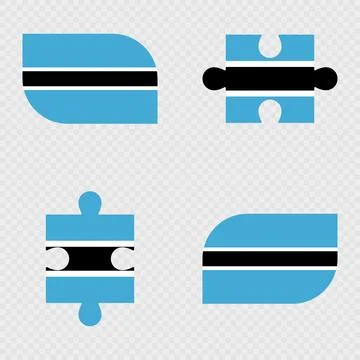 Botswana Flag Rounded Shapes and Puzzle Set. Stock Illustration