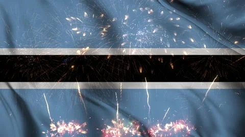 Botswana flag seamless animation with fireworks Stock Footage 218269865