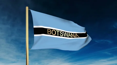 Botswana flag slider style with title. Waving in the wind with cloud background Video stock 48812531