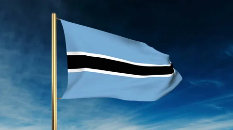 Botswana flag slider style. Waving in the wind with cloud background animation Stock Footage 48812672
