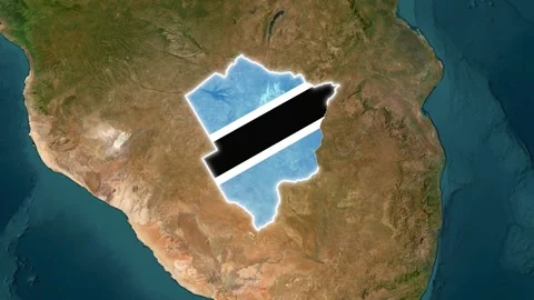 Botswana flag superimposed on map animated motion Vídeo Stock 343736562