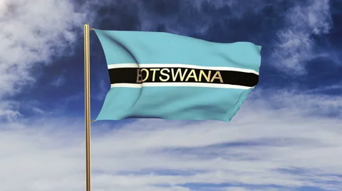 Botswana flag with title waving in the wind. Looping sun rises style.  Animation Stock Footage 48872819