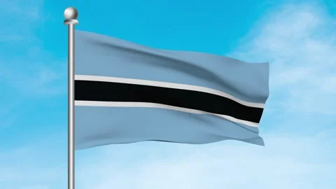 Botswana Flag Waving In Blue Sky Stock Footage 240651096
