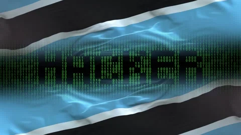 Botswana flag - Waving flag on matrix binary code background Stock Footage 321419690