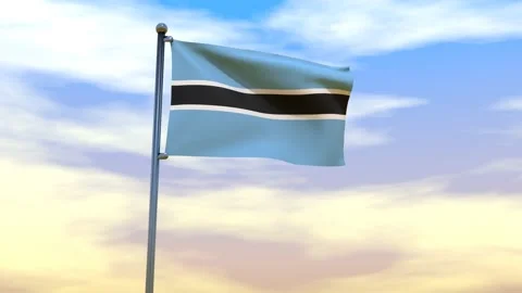 Botswana Flag waving in the high wind Video stock 153869554