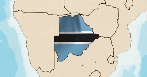 The botswana flag waving inside the country on a world map Stock Footage 339033113