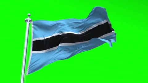 Botswana Flag Waving in Loopable and Textured green screen background Stock Footage 296876490