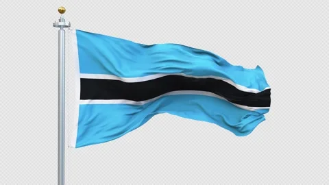 Botswana flag waving looping with transparent background. Stockbeeldmateriaal 310923116