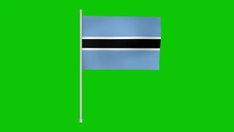 Botswana flag waving on a pole against green screen background for chroma key Stockbeeldmateriaal 317543290