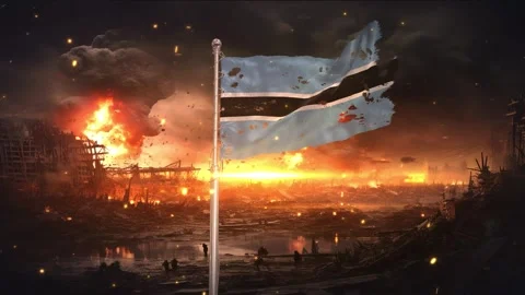Botswana flag waving in war is torn Stock Footage 346006173