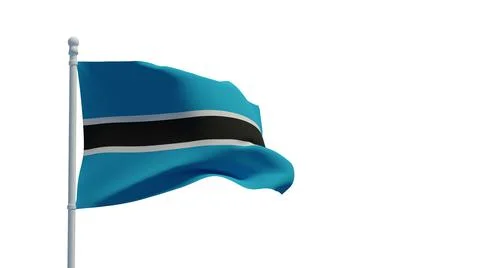 Botswana flag, waving in the wind - 3d rendering. Illustration, isolated on w Illustrazione stock