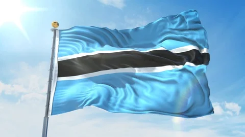 Botswana flag waving in the wind against deep blue sky. National theme. Stock Footage 123981652