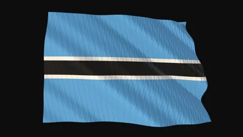 Botswana flag waving in the wind on a black background Видео 343208471