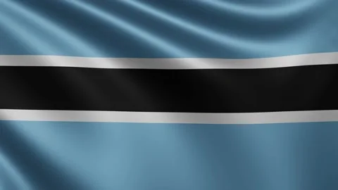 Botswana flag in the wind close-up, the national flag of Botswana flutters in Stock Footage 219545728