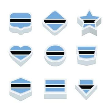Botswana flags icons and button set nine styles Stock Illustration