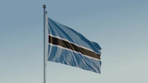 Botswana Gaborone Flag seamless loop Cinematic Realistic Waving Blue Sky Видео 310014051