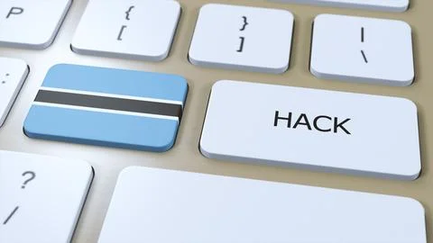 Botswana Hack of Country or Hacker Attack 3D Illustration. Country National Flag Illustrazione stock