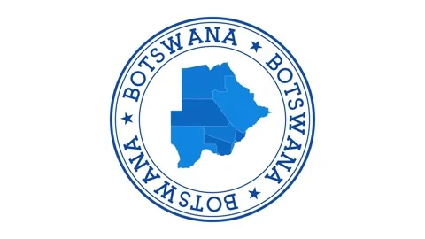 Botswana intro. Badge with the circular name and map of country. Botswana rou... Stock Footage 231099725