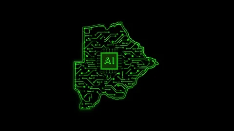 Botswana Map AI Chipset Technology Opener Stock Footage 337055008