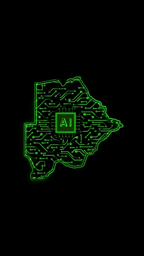 Botswana Map AI Chipset Technology Opener Stock Footage 337171185