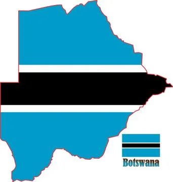 Botswana Map and Flag Stock Illustration