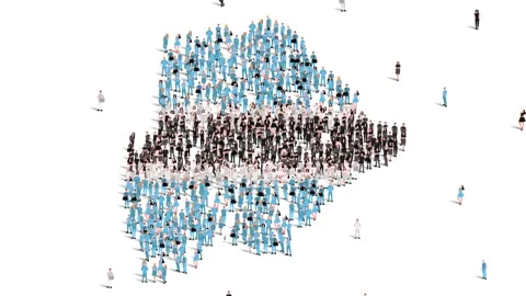 Botswana Map and Flag. A large group of people in the Botswana flag color map. Stock Footage 171553083