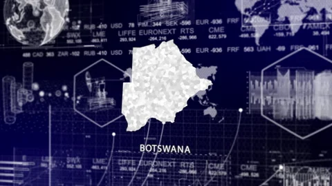Botswana Map Animation Loop | Growth, GDP, Oil Economy &amp; Development Insights Stock Footage 331561878