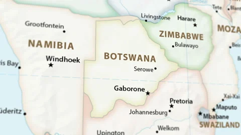 Botswana on a Map with Defocus (4K) Stock Footage 102417363