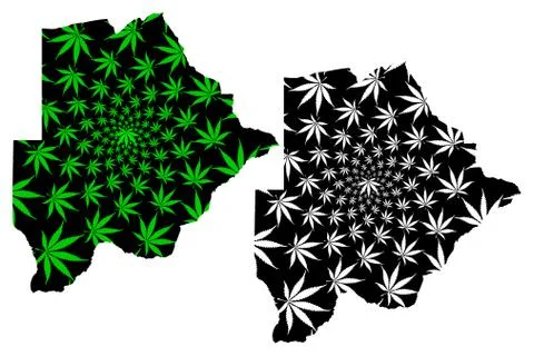 Botswana - map is designed cannabis leaf Stock Illustration
